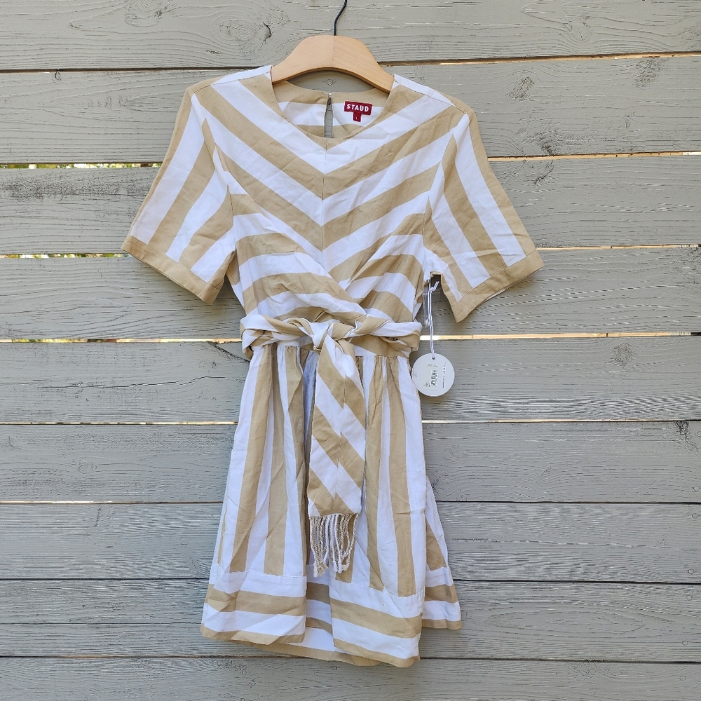 NWT STAUD York Striped Cotton Blend Dress - Picture 4 of 9